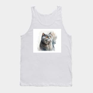 British Shorthair Cat Watercolour Painting Tank Top